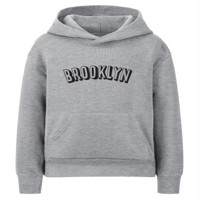 Daxton Youth Unisex Pullover Cities States Hoodie Mid-Weight Fleece Sweater - Brooklyn Heather Gray Black, XS
