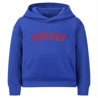 Daxton Youth Unisex Pullover Cities States Hoodie Mid-Weight Fleece Sweater - Chicago Royal Red, L