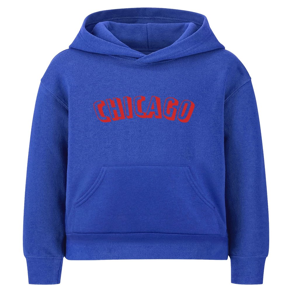 Daxton Youth Unisex Pullover Cities States Hoodie Mid-Weight Fleece Sweater - Chicago Royal Red, L