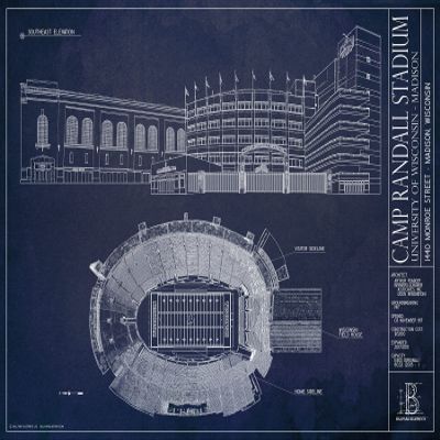 Ballpark Blueprints Camp Randall Blueprint Style Print