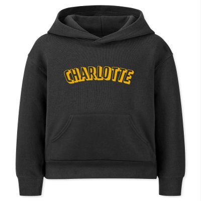 Daxton Youth Unisex Pullover Cities States Hoodie Mid-Weight Fleece Sweater - Charlotte Black Gold, XL