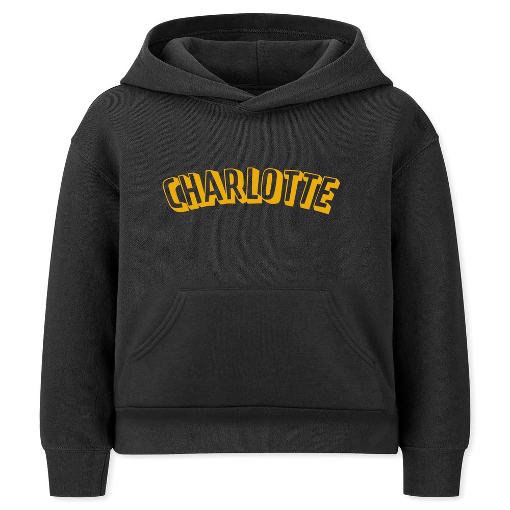 Daxton Youth Unisex Pullover Cities States Hoodie Mid-Weight Fleece Sweater - Charlotte Black Gold, XL