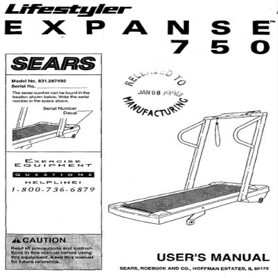 Icon Health & Fitness, Inc. Owner Manual 127953 Works W Life Styler Expanse 750-831.297492 Treadmill
