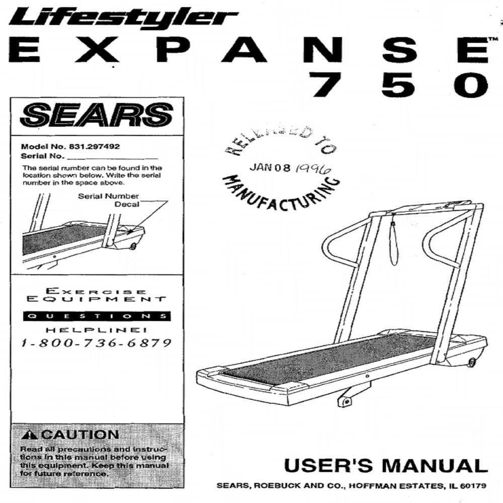 Icon Health & Fitness, Inc. Owner Manual 127953 Works W Life Styler Expanse 750-831.297492 Treadmill