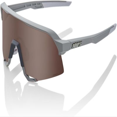100% S3 Sport Performance Cycling Sunglasses (Soft Tact Stone Grey - HiPER Crimson Silver Mirror Lens)