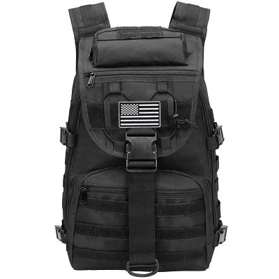 LIMHOO Military Tactical Backpack for Men Women 35L Hiking Trekking Rucksack 3 Day Molle Assault Pack (Black)