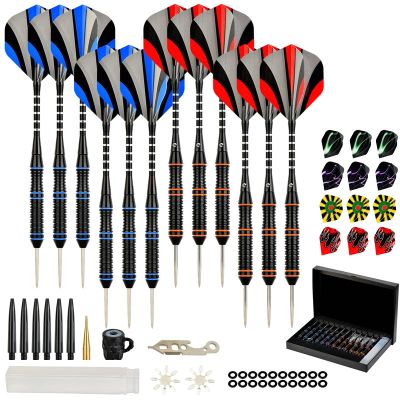 Formula Sports Darts Metal Tip Set - Steel Tip Darts Professional Metal Darts Set 12PCS 21/23 Grams Pro Darts Set with Aluminium Shafts, Extra Flights, Dart Sharpener, Flight Protector
