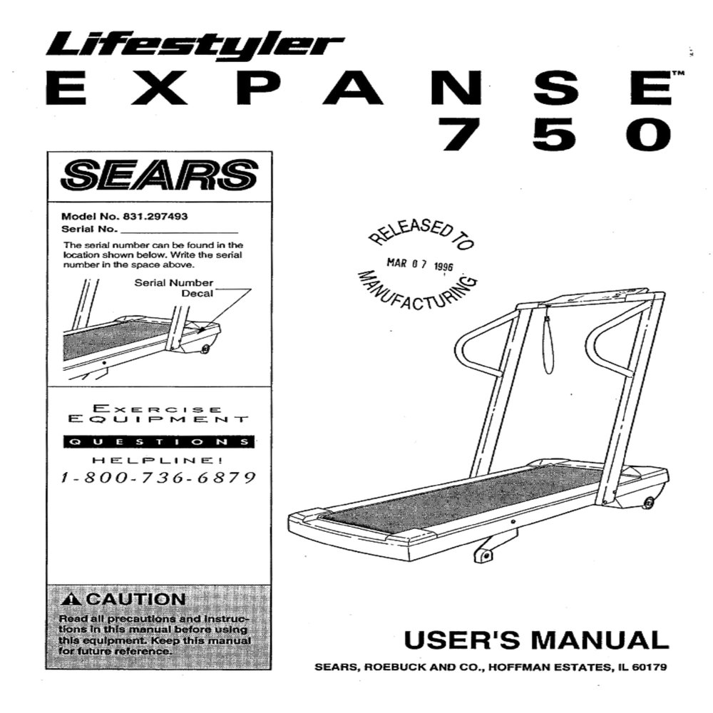 Icon Health & Fitness, Inc. Owner Manual 129624 Works W Life Styler Expanse 750-831.297493 Treadmill