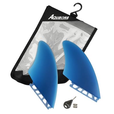 AQUBONA Twin Keel Fins, Single Tab Dual Tabs Fins Surfboard Fins, Twin Fin Fishtail Surfboard Fins Twin Keels - Smooth Fiberglass Flex