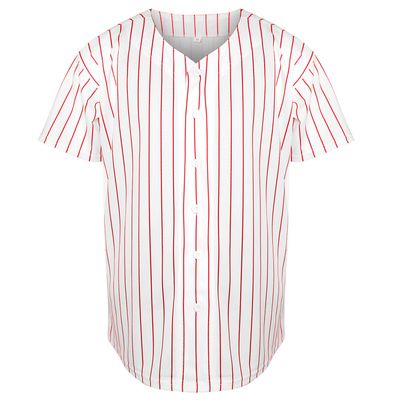 Phoneutrix Blank Plain Hip Hop Hipster Baseball Jersey Button Down Shirts Sports Uniforms Men Women Jersey (Stripe-red, Small)