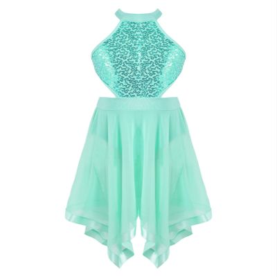 easyforever Kids Girls Spaghetti Straps Bowknot Criss Cross Back Lyrical Ballet Dance Leotard Dress Workout Tutu Skirt Mint Green Hollow Back 10 Years