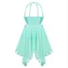 easyforever Kids Girls Spaghetti Straps Bowknot Criss Cross Back Lyrical Ballet Dance Leotard Dress Workout Tutu Skirt Mint Green Hollow Back 10 Years view 2