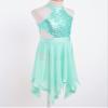 easyforever Kids Girls Spaghetti Straps Bowknot Criss Cross Back Lyrical Ballet Dance Leotard Dress Workout Tutu Skirt Mint Green Hollow Back 10 Years view 4
