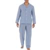 Fruit of the Loom Men's Long Sleeve Broadcloth Pajama Set, Blue Stripe, 3X view 1
