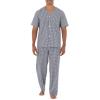 Fruit of the Loom Men's Broadcloth Short Sleeve Top and Long Pants Pajama Set, Navy/White Check, X-Large view 1