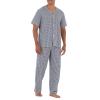 Fruit of the Loom Men's Broadcloth Short Sleeve Top and Long Pants Pajama Set, Navy/White Check, X-Large view 3