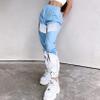 ANKOMINA Women's Rave Reflective Pants with Pocket Sport Joggers Pants Track Trouser Sweatpants Party Festival Club Outfit Blue view 3