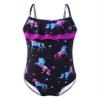 Loloda Kids Girls Ruffle Mermaid Fish Scales Print Backless Swimwear Swimsuit One Piece Bathing Suit Black 6 Years view 1