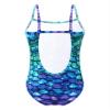 Loloda Kids Girls Ruffle Mermaid Fish Scales Print Backless Swimwear Swimsuit One Piece Bathing Suit Purple 14 Years view 2