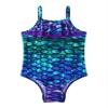 Loloda Kids Girls Ruffle Mermaid Fish Scales Print Backless Swimwear Swimsuit One Piece Bathing Suit Purple 14 Years view 3