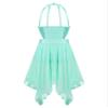 Aislor Kids Big Girls Mesh Splice Criss-Cross Back Gymnastics Leotard Dress Lyrical Dance Costume Mint Green Hollow 12 Years view 2