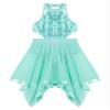 Aislor Kids Big Girls Mesh Splice Criss-Cross Back Gymnastics Leotard Dress Lyrical Dance Costume Mint Green Hollow 12 Years view 3