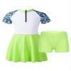 HULIJA Girls 2 Piece Swimsuit Rashguard Short Sleeve Swimdress with Bottoms Quick-Dry Bathing Suit Green 6 Years view 1