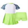 HULIJA Girls 2 Piece Swimsuit Rashguard Short Sleeve Swimdress with Bottoms Quick-Dry Bathing Suit Green 6 Years view 2