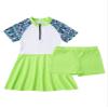 HULIJA Girls 2 Piece Swimsuit Rashguard Short Sleeve Swimdress with Bottoms Quick-Dry Bathing Suit Green 6 Years view 3