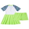 HULIJA Girls 2 Piece Swimsuit Rashguard Short Sleeve Swimdress with Bottoms Quick-Dry Bathing Suit Green 6 Years view 4