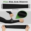 Foaincore 4 Pairs Plus Size Cooling Arm Sun Sleeves for Men Women UV Sun Protection Oversized Compression Sleeves(Black) view 3