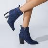 Bcshiye Women Chunky High Heel Ankle Boots Chelsea Pointed Toe Booties Square Toe Slip On Criss Cross Zipper Booties view 3