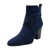 Bcshiye Women Chunky High Heel Ankle Boots Chelsea Pointed Toe Booties Square Toe Slip On Criss Cross Zipper Booties view 4