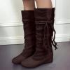 Bcshiye Women's Knee High Boot,Suede Warm Wedge Long Boots Slouchy Knee High Boots Casual Mid Calf Combat Riding Boots view 2