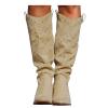 Bcshiye Women's Wide Calf Mid Chunky Heel Knee High Boots Winter Suede Side Zipper Western Riding Cowgirl Dress Booties view 2