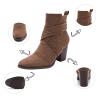 Bcshiye Women Chunky High Heel Ankle Boots Chelsea Pointed Toe Booties Square Toe Slip On Criss Cross Zipper Booties view 4