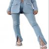 Danielle Bernstein Womens Slit Leg Slim Fit Pants Blue 16 view 1