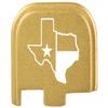 NDZ Performance Slide Cover Back Plate for Glock 43 43X 48, 9mm, Laser Engraved Anodized Aluminum in Gold, Made in The USA - Texas State Outline Flag view 1