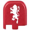 NDZ Performance Slide Cover Back Plate for Glock 43 43X 48, 9mm, Laser Engraved Anodized Aluminum in Red, Made in The USA - Hearaldic Lion 1 view 1