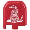 NDZ Performance Slide Cover Back Plate for Glock 43 43X 48, 9mm, Laser Engraved Anodized Aluminum in Red, Made in The USA - Don't Tread On Me Snake Only view 1