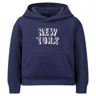 Daxton Youth Unisex Pullover Cities State Hoodie Mid-Weight Fleece Sweater - New York Navy White, L