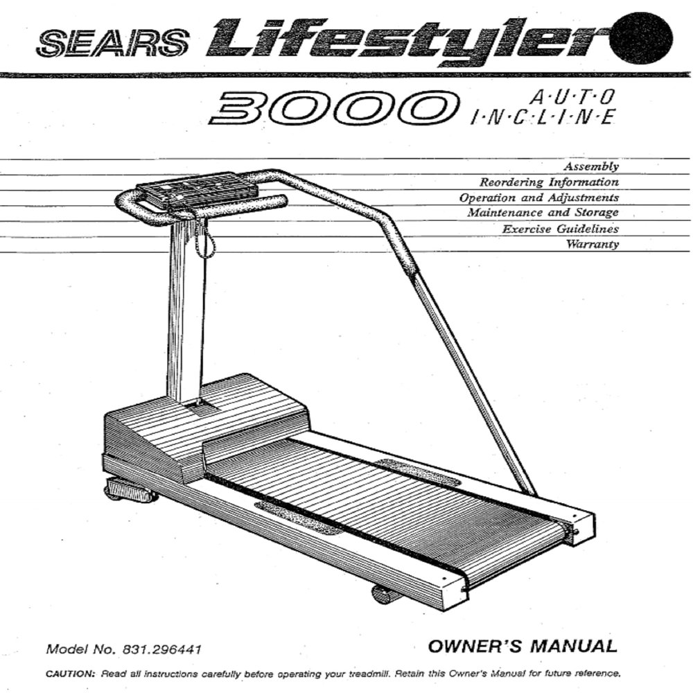Owner Manual 046079 Works W Life Styler 3000 831.296440 831.296441 831.296442 Treadmill