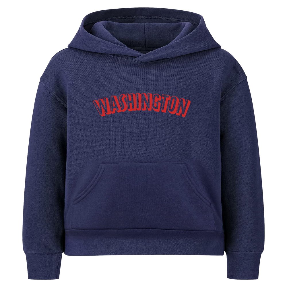 Daxton Youth Unisex Pullover Cities State Hoodie Mid-Weight Fleece Sweater - Washington Navy Red, L