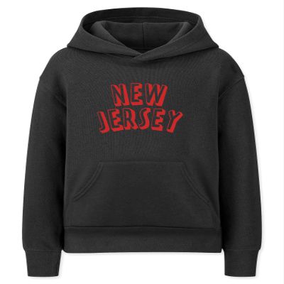 Daxton Youth Unisex Pullover Cities State Hoodie Mid-Weight Fleece Sweater - New Jersey Black Red, S
