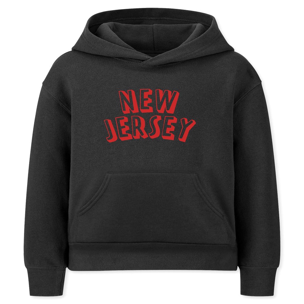 Daxton Youth Unisex Pullover Cities State Hoodie Mid-Weight Fleece Sweater - New Jersey Black Red, S
