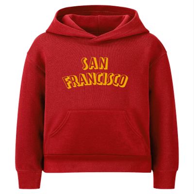 Daxton Youth Unisex Pullover Cities State Hoodie Mid-Weight Fleece Sweater - San Francisco Red Gold, L