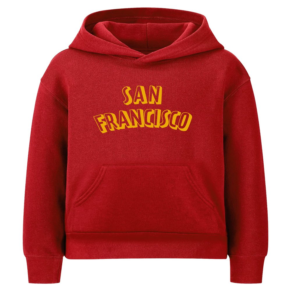 Daxton Youth Unisex Pullover Cities State Hoodie Mid-Weight Fleece Sweater - San Francisco Red Gold, L