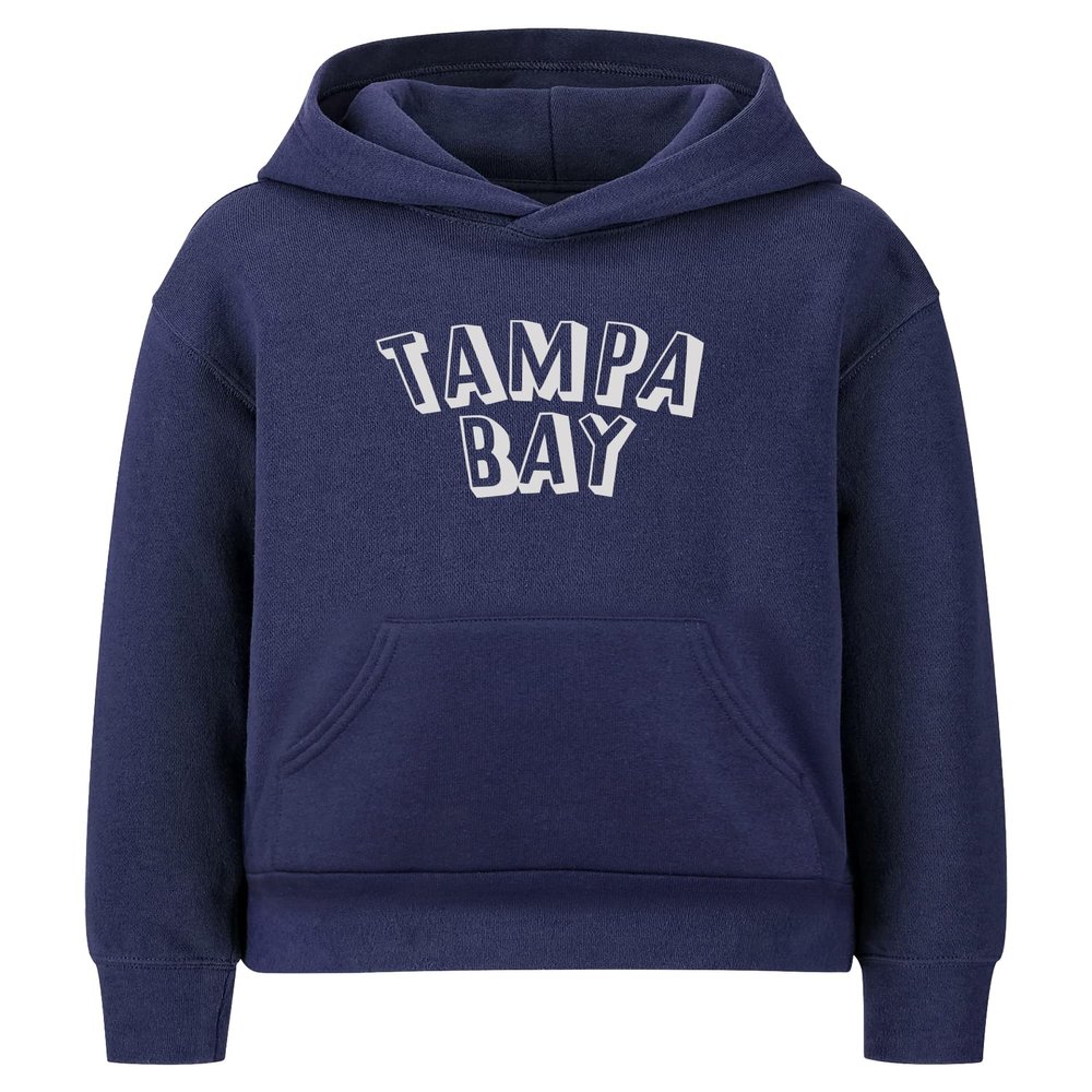 Daxton Youth Unisex Pullover Cities State Hoodie Mid-Weight Fleece Sweater - Tampa Bay Navy White, M