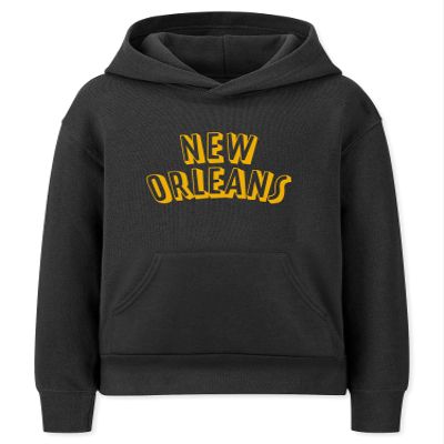 Daxton Youth Unisex Pullover Cities State Hoodie Mid-Weight Fleece Sweater - New Orleans Black Gold, S