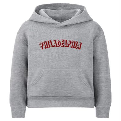 Daxton Youth Unisex Pullover Cities State Hoodie Mid-Weight Fleece Sweater - Philadelphia Heather Gray Burgundy, M